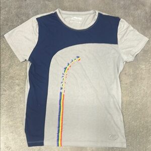 Addicted Brands Gray and Blue Short Sleeve Tees with Rainbow Detail